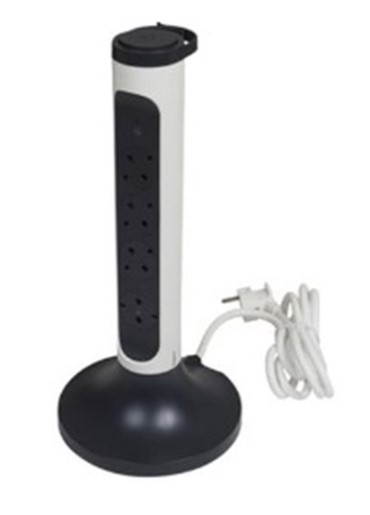 Πολύπριζο 4 Θέσεων Λευκό-Μαύρο 2m κάθετο