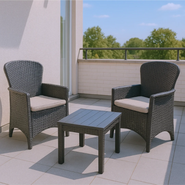 VIDA Σετ καθιστικού κήπου 3τμχ. (Πολυθρόνα 59×58,5×87εκ./ Τραπέζι 42x42x42εκ.